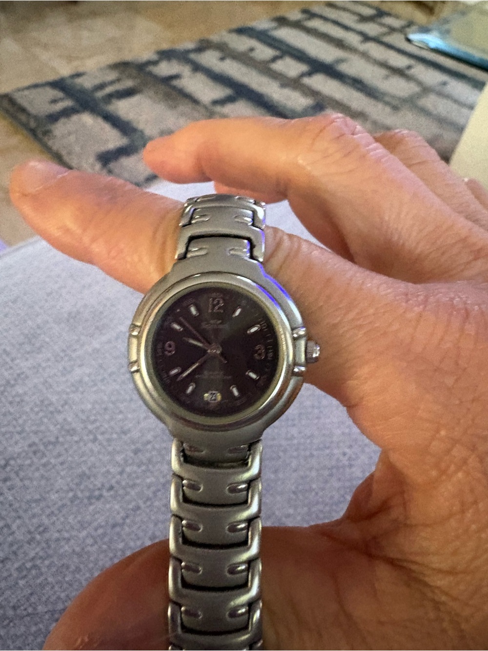 Silver Stainless Steel Women's Watch - Black Dial